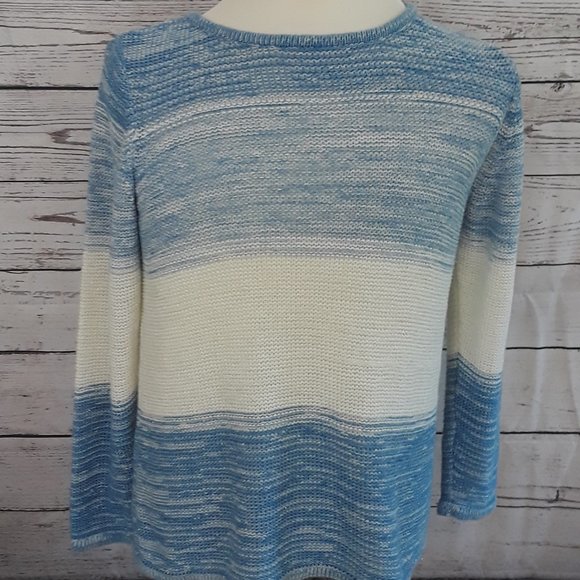 Lauren Michelle Sweaters - Blue White Metallic Thread XL Cotton Blend Sweater